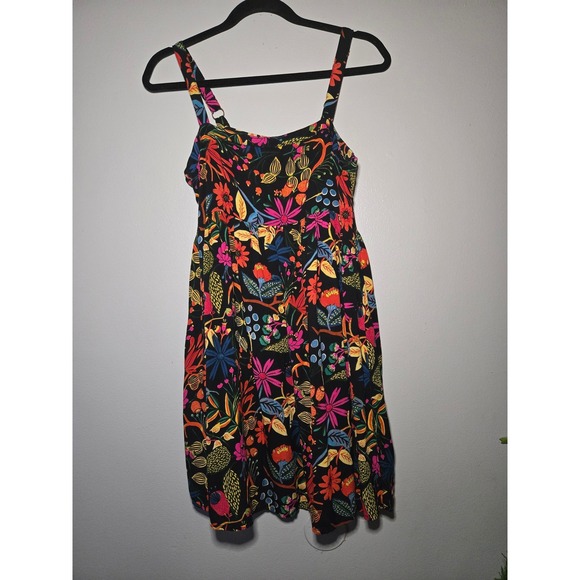 NATURAL LIFE Dresses & Skirts - Natural Life Floral Sundress Black Multicolor Strappy Fit & Flare Women's Medium